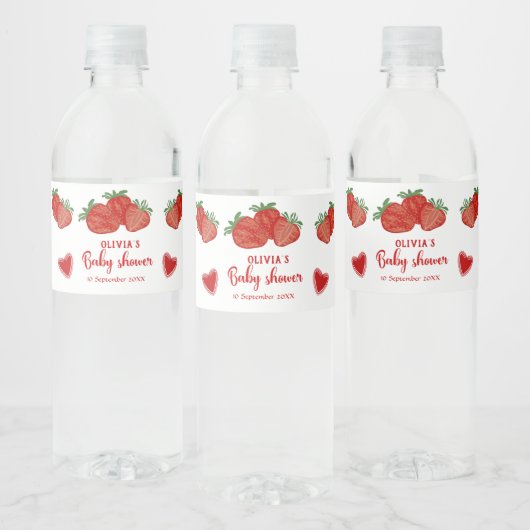 Aardbei Berry Sweet Fruit Fresh Heart Baby Show Waterfles Etiket (Flessen)