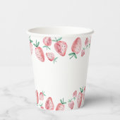 Aardbei Berry Sweet Girl First Birthday Paper C Papieren Bekers (Achterkant)