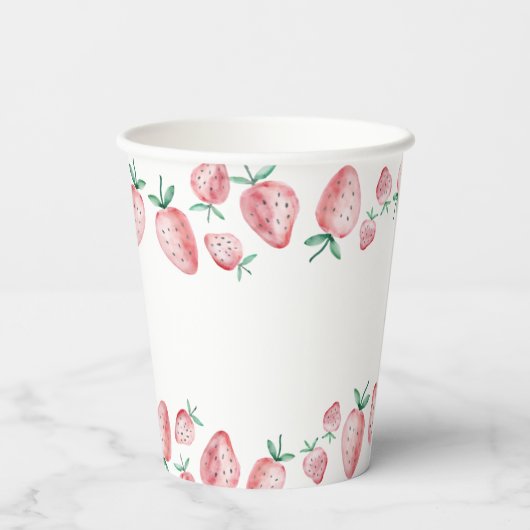 Aardbei Berry Sweet Girl First Birthday Paper C Papieren Bekers (Achterkant)