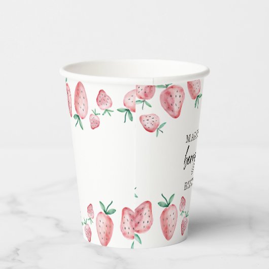 Aardbei Berry Sweet Girl First Birthday Paper C Papieren Bekers (Rechts)