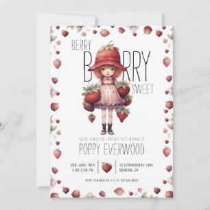 Aardbei Berry Sweet Girl's Birthday Party Kaart