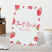 Aardbei Berry Sweet Guest Book Reclamebord Met Voetstuk (Insitu)