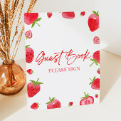 Aardbei Berry Sweet Guest Book Reclamebord Met Voetstuk