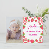 Aardbei Berry Sweet Kinder Valentijnsdag Foto Kaart (Staand voorkant)