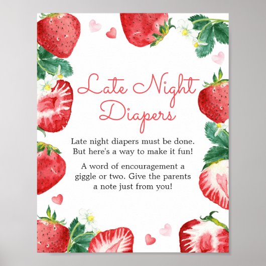 Aardbei Berry Sweet Late Night Luiers Poster (Voorkant)
