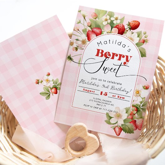 Aardbei Berry Sweet meisje verjaardagsfeestje Kaart