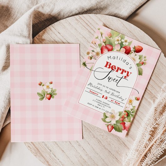 Aardbei Berry Sweet meisje verjaardagsfeestje Kaart