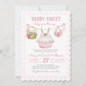 Aardbei Berry Sweet Modern Baby Meisje Douche Kaart (Voorkant)