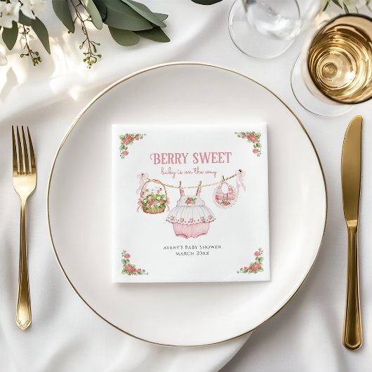 Aardbei Berry Sweet Modern Baby Meisje Douche Servet