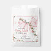 Aardbei Berry Sweet Pink Bow Baby shower Bedankzakje (Voorkant)