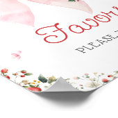 Aardbei Berry Sweet Pink Bow Baby shower Favors Poster (Hoek)