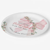 Aardbei Berry Sweet Pink Bow Baby shower Papieren Bordje (Gekanteld)