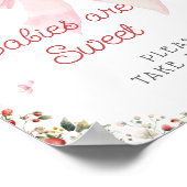 Aardbei Berry Sweet Pink Bow Baby's zijn zoet Poster (Hoek)