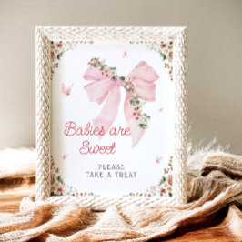 Aardbei Berry Sweet Pink Bow Baby's zijn zoet Poster