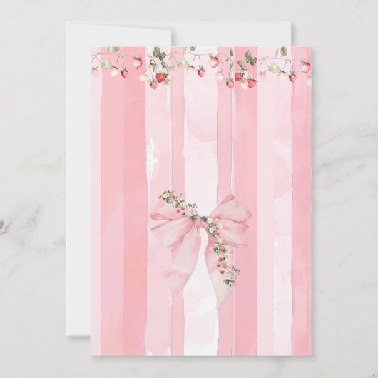 Aardbei Berry Sweet Pink Bow Girl Baby shower Kaart (Achterkant)