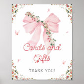 Aardbei Berry Sweet Pink Bow Kaarten en geschenken Poster (Voorkant)