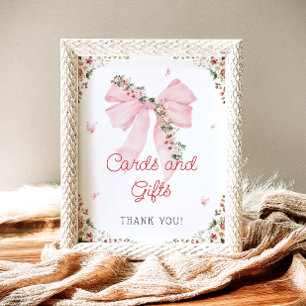 Aardbei Berry Sweet Pink Bow Kaarten en geschenken Poster