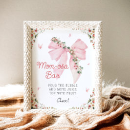 Aardbei Berry Sweet Pink Bow Mom-osa Bar Poster