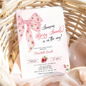 Aardbei Berry Sweet Pink Bow Schattige Baby shower Kaart