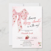 Aardbei Berry Sweet Pink Bow Schattige Baby shower Kaart (Voorkant)
