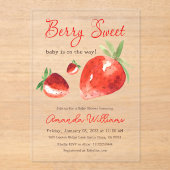 Aardbei Berry Sweet Red Waterverf Baby shower Acryl Uitnodigingen (Voorkant)