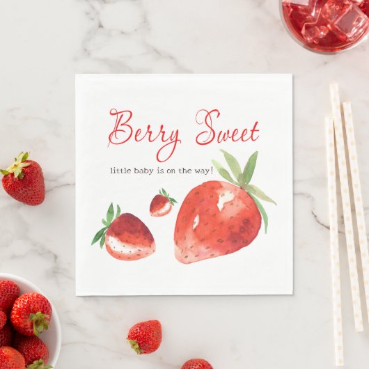 Aardbei Berry Sweet Red Waterverf Baby shower Servet (Insitu)