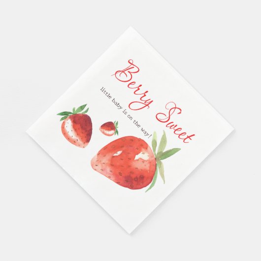Aardbei Berry Sweet Red Waterverf Baby shower Servet (Hoek)