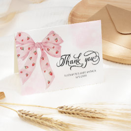 Aardbei Berry Sweet Schattige Roze Bow Dank u Bedankkaart