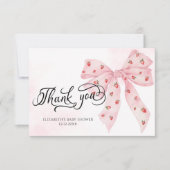 Aardbei Berry Sweet Schattige Roze Bow Dank u Kaart (Voorkant)
