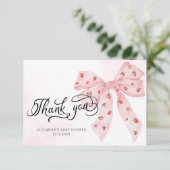 Aardbei Berry Sweet Schattige Roze Bow Dank u Kaart (Staand voorkant)
