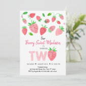 Aardbei Berry Sweet Second Birthday Kaart (Staand voorkant)