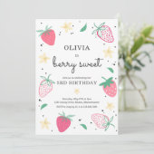 Aardbei Berry Sweet Strawberry Birthday Kaart (Staand voorkant)