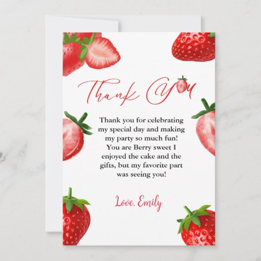 Aardbei Berry Sweet Verjaardag Dank u kaart (Voorkant)