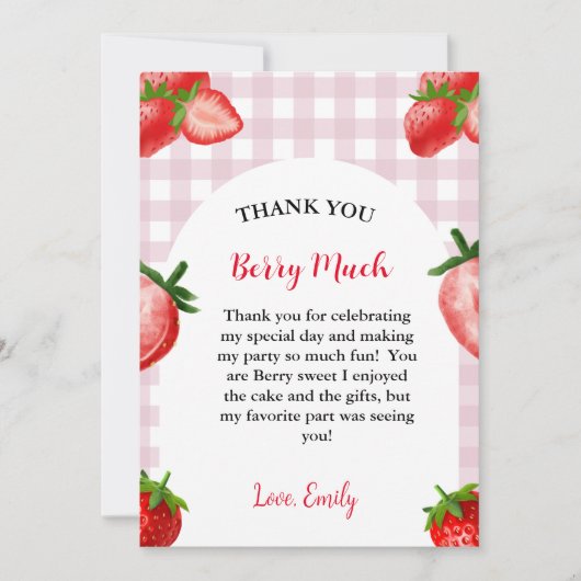 Aardbei Berry Sweet Verjaardag Dank u kaart (Voorkant)