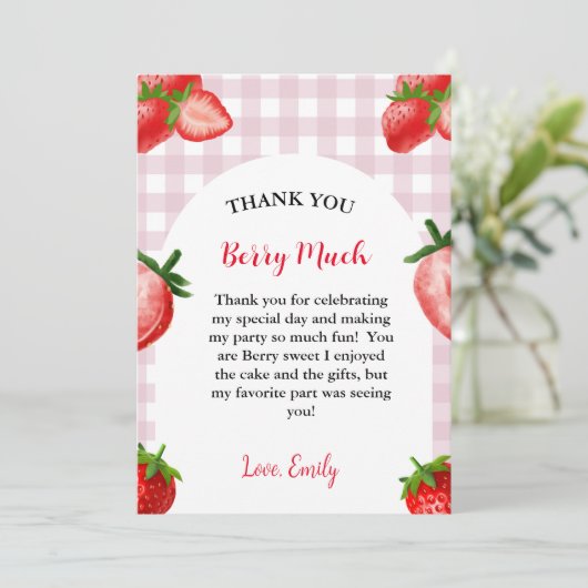 Aardbei Berry Sweet Verjaardag Dank u kaart (Staand voorkant)