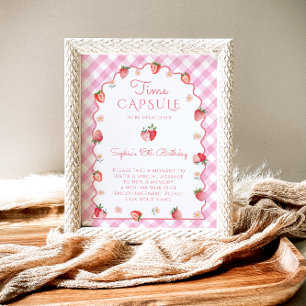 Aardbei Berry Sweet Wavy Time Capsule Verjaardag Poster