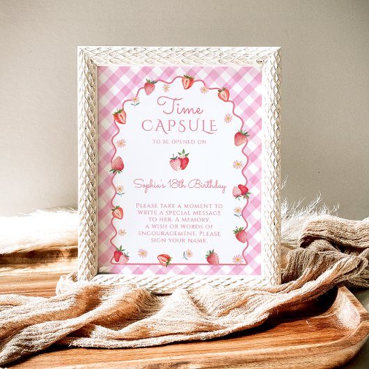 Aardbei Berry Sweet Wavy Time Capsule Verjaardag Poster