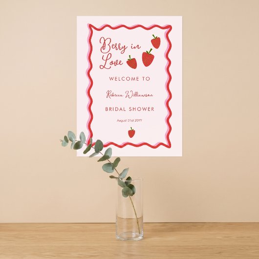 Aardbei Berry Verliefd Bruiloft Uitnodiging Poster