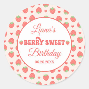Aardbei Berry Zoete Meisje Verjaardagsfeestje Ronde Sticker