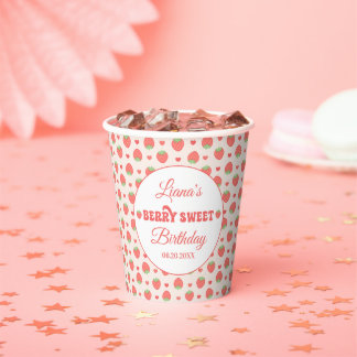 Aardbei Berry Zoete Meisjes Verjaardagsfeestje Papieren Bekers