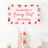 Aardbei Bes Eerste 1e Verjaardagsfeestje Spandoek (Insitu)