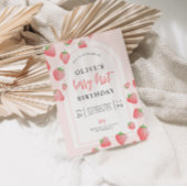 Aardbei Bes Eerste Boho Verjaardagsuitnodiging Kaart