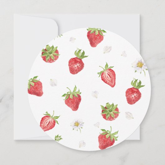 Aardbei Bes Eerste Meisje 1e Verjaardag Rond Kaart (Achterkant)