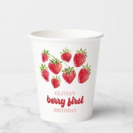 Aardbei Bes Eerste Verjaardag Papieren Bekers