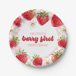 Aardbei Bes Eerste Verjaardag Papieren Bordje