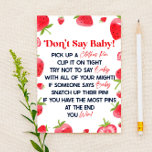 Aardbei Bes Zeg Niet Baby Shower Spel Briefpapier<br><div class="desc">Dit is een Aardbei Bes Zeg Niet Baby! Baby Shower Spel. *Zeg Niet Baby! - Koop wasknijpers. Elke gast verzamelt één wasknijper en klikt deze op hun kleding. Wanneer een gast iemand betrapt die het woord "baby" zegt, kunnen ze die wasknijper afpakken. Degene met de meeste wasknijpers aan het einde...</div>