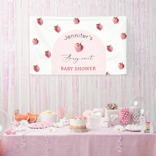 Aardbei bes zoete baby shower spandoek (Feest)