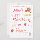 Aardbei BES ZOETE baby shower Waterverf Kaart (Voorkant)