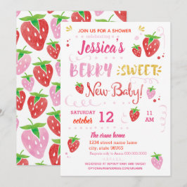 Aardbei BES ZOETE baby shower Waterverf Kaart