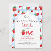 Aardbei Bes Zoete Eerste Verjaardagsuitnodiging Kaart (Voorkant)